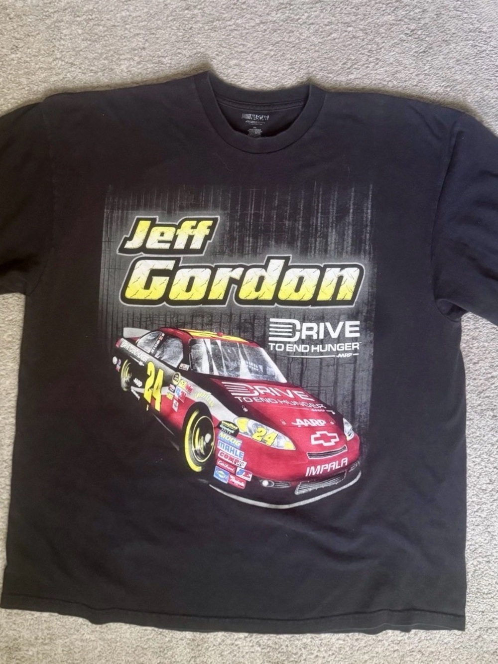 Nascar Black Jeff Gordon Racing Graphic Tee with Red and Yellow Car